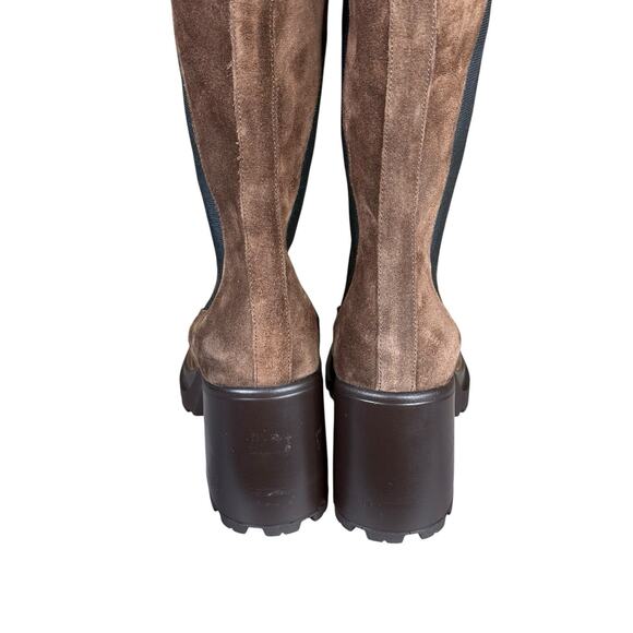 NEW Steve Madden Brown Suede Tall Platform Block Heel Boots sz 11 - Picture 11 of 14